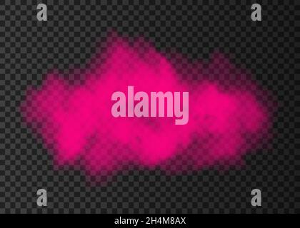 Explosion. Pink smoke circle. Color spiral fog  track isolated on transparent background. Realistic vector cloud or steam   texture. Stock Vector