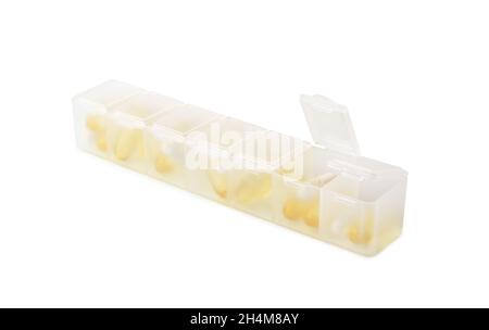 Medicine dose box isolated on white background Stock Photo