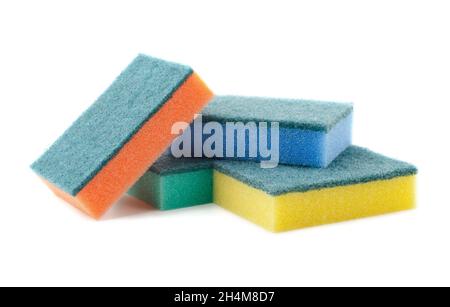 Multicolor sponges isolated on a white background Stock Photo