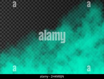 Blue smoke  isolated on transparent background.  Steam special effect.  Realistic  colorful vector fire fog  or mist texture. Stock Vector