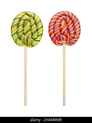 Colorful lollipops isolated on white background Stock Photo