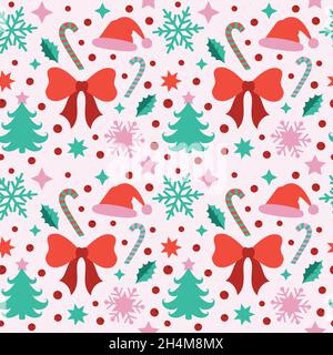 Christmas details set in a modern flat art style.  Stock Vector