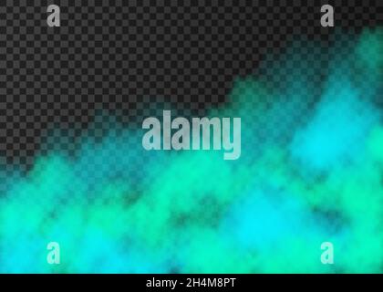 Blue smoke  isolated on transparent background.  Steam special effect.  Realistic  colorful vector fire fog  or mist texture. Stock Vector