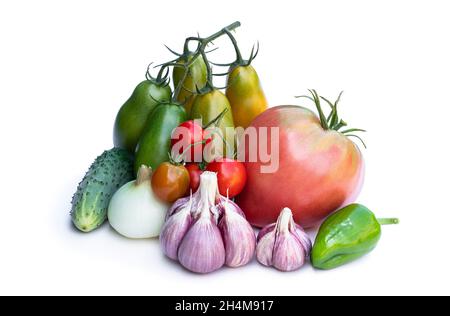 Homegrown  set of vegetables isolated on white Stock Photo