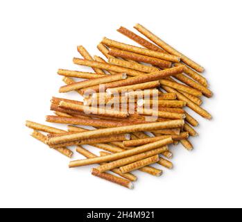 Sesame grissini breadsticks isolated on white background Stock Photo