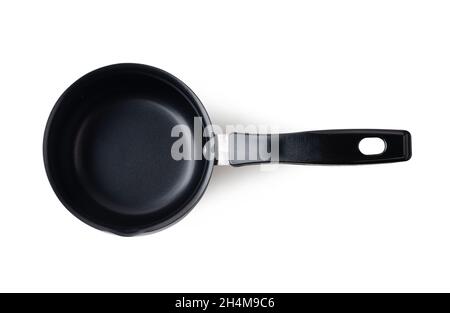 Black cezve for coffee isolated on a white background. Top view Stock Photo