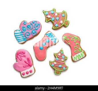 Christmas ginger cookies collection isolated on white background Stock Photo