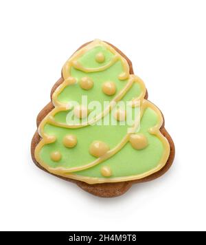 Gingerbread tree isolated on white background. Christmas cookie Stock Photo