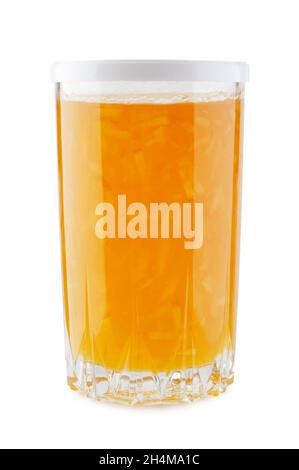 Orange jam confiture in glass jar isolated on white background Stock Photo