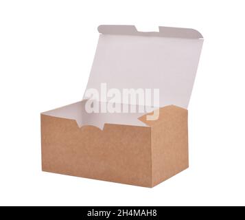 Blank paper cake packaging box isolated ona white background Stock Photo
