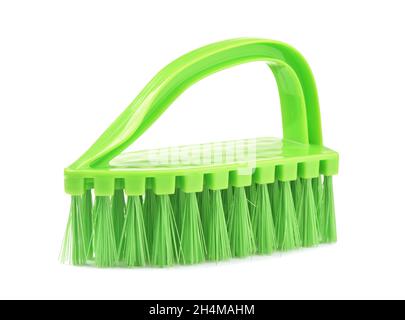 Green brush for footwear or cleaning isolated on a white background Stock Photo