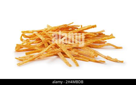 Dry smoked fish line isolated on white background. Snack for beer. Stock Photo