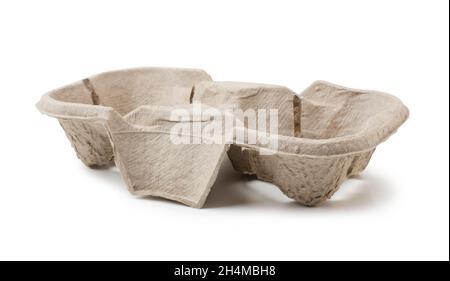 Recycled paper pulp carrier for coffee cups isolated on white background Stock Photo
