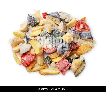 Mix of frozen vegetables isolated on white background Stock Photo