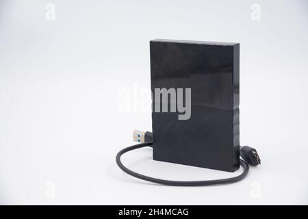 External Hdd drives 2.5 and 3.5 inch and flash drives on white isolated background Stock Photo