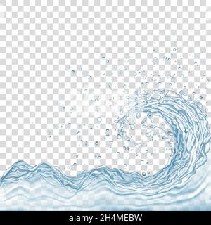Water splash and drops isolated on transparent background. Vector texture. Stock Vector