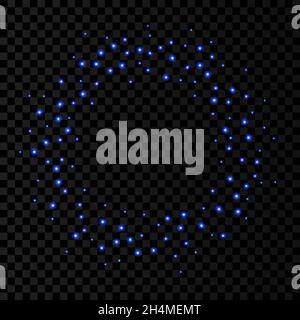 Blue neon circles  lights effects isolated on black transparent background. Shining  golden   sparkles. Firework. Vector design element. Stock Vector