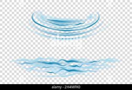 Blue circle water splash and wave isolated on transparent background. Pure aqua. Vector texture. Stock Vector