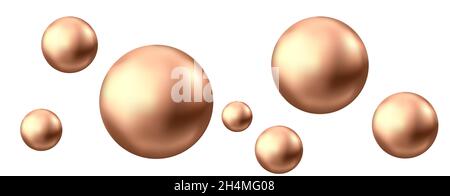 Gold sphere. Сhocolate bubble isolated on white background. Golden glossy 3d ball. Yellow serum or collagen drops. Vector decoration element for skinc Stock Vector