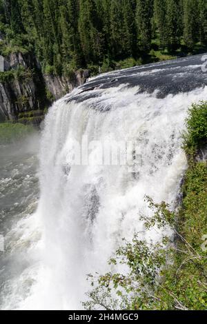 Upper Mesa Falls waterfall in Idaho during summer Stock Photo