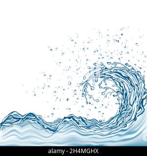 Water splash and drops isolated on white background. Vector texture. Stock Vector