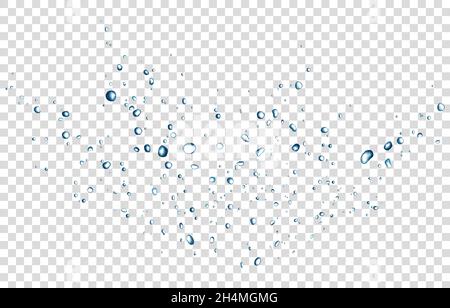 Blue water  drops isolated on transparent background. Splash. Vector texture. Stock Vector