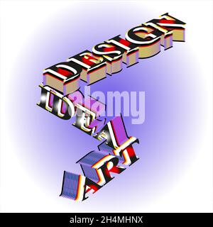 Luxury beauty 3D big text word letters design art idea, with strokes on the lower layers luxury creative design illustration closeup isolated.Creative Stock Vector