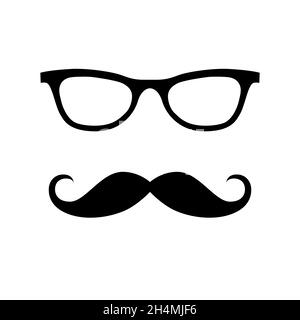 Glass, mustache. Happy Father’s Day labels. Flat style vector logo and emblems for barbershop, greeting card, men's club, t-shirt design. Stock Vector