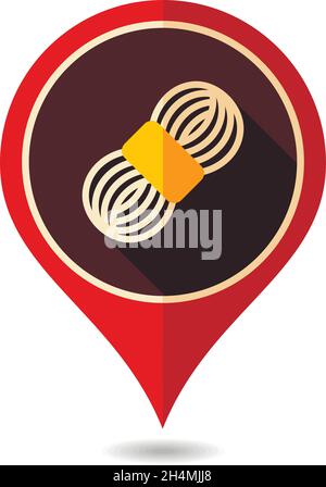 Roll of yarn pin map icon. Farm animal Map pointer. Map marker. Graph ...