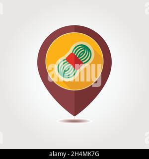 Roll of yarn pin map icon. Farm animal Map pointer. Map marker. Graph ...