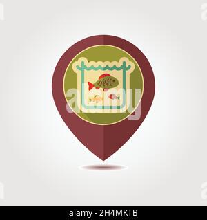Fish in a pond or aquarium pin map icon. Farm animal Map pointer. Map marker. Graph symbol for your web site design, logo, app, UI. Vector illustratio Stock Vector