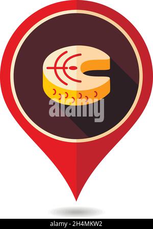 Steak of red fish salmon pin map icon. Farm animal Map pointer. Map marker. Graph symbol for your web site design, logo, app, UI. Vector illustration Stock Vector