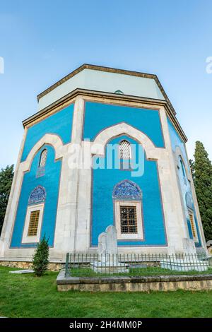 The Green Tomb (Turkish: Yeşil Türbe), a mausoleum of the fifth Ottoman Sultan, Mehmed I, in Bursa, Turkey. Stock Photo