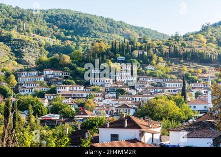 View over Sirince mountain village in Izmir province of Turkey. The village of 600 inhabitans is a rare and attractive example of Ottoman Christian ar Stock Photo