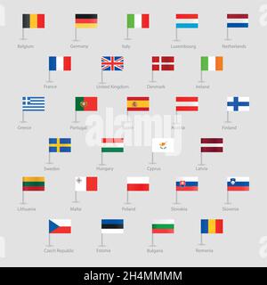 Flags of EU countries set EPS 10 Stock Vector