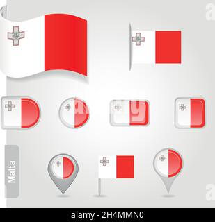 Malta icon set of flags EPS 10 Stock Vector