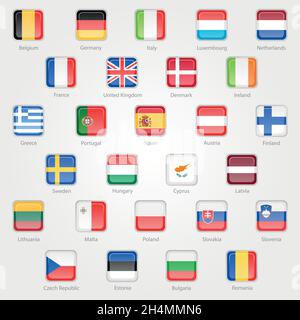 icons depicting the flags of the EU countries set EPS 10 Stock Vector