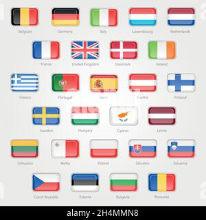 icons depicting the flags of the EU countries set EPS 10 Stock Vector