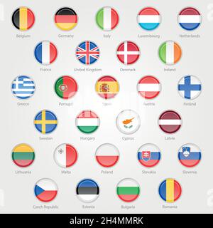 icons depicting the flags of the EU countries set EPS 10 Stock Vector