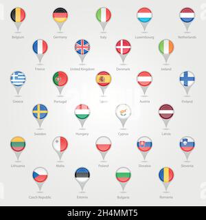 Map markers depicting the EU EPS 10 Stock Vector