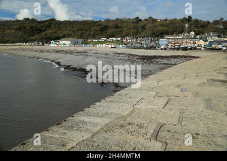 Lyme Regis, view from the Cobb across Monmouth beach, Dorset, England, UK Stock Photo