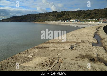 Lyme Regis, view from the Cobb across Monmouth beach, Dorset, England, UK Stock Photo