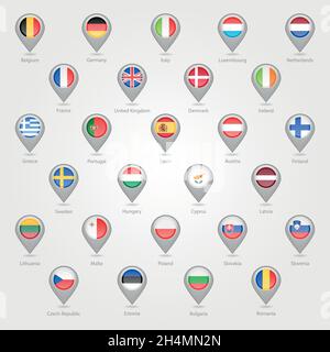 Map markers depicting the EU EPS 10 Stock Vector