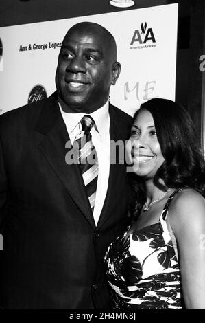 (L-R) Former NBA Player Earvin 'Magic' Johnson and Earlitha 'Cookie' Kelly attends red carpet arrivals for the 29th Annual The Gift of Life Gala at the Century Plaza Hotel on May 18, 2008 in Los Angeles, California. Credit: Jared Milgrim/The Photo Access Stock Photo