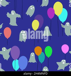 ghost pattern and colorful balloons Stock Vector