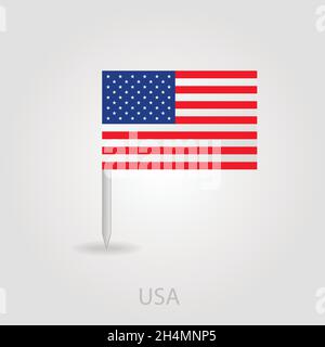 United States of America flag pin map icon eps 10 Stock Vector