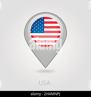 United States of America flag pin map icon eps 10 Stock Vector