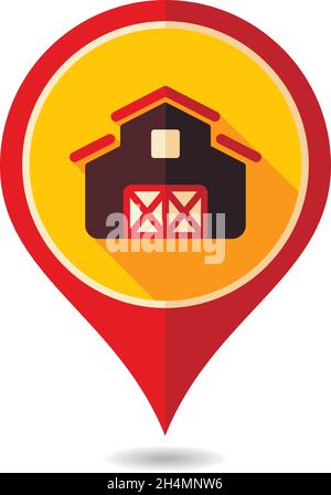 Barn pin map icon. Farm animal Map pointer. Map marker. Graph symbol ...