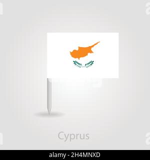 Cyprus flag pin map icon, isolated vector illustration eps 10 Stock Vector