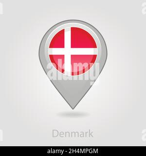 Denmark flag pin map icon, isolated vector illustration eps 10 Stock ...